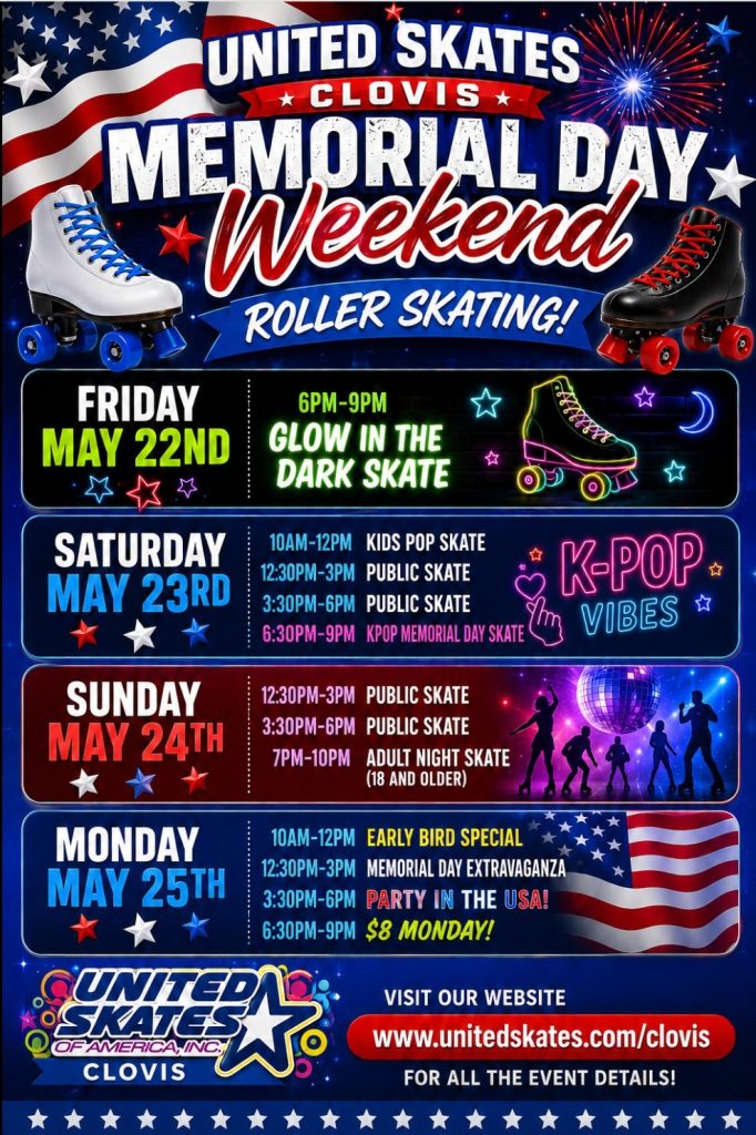Memorial Day and Weekend Roller Skating at United Skates in Clovis, CA