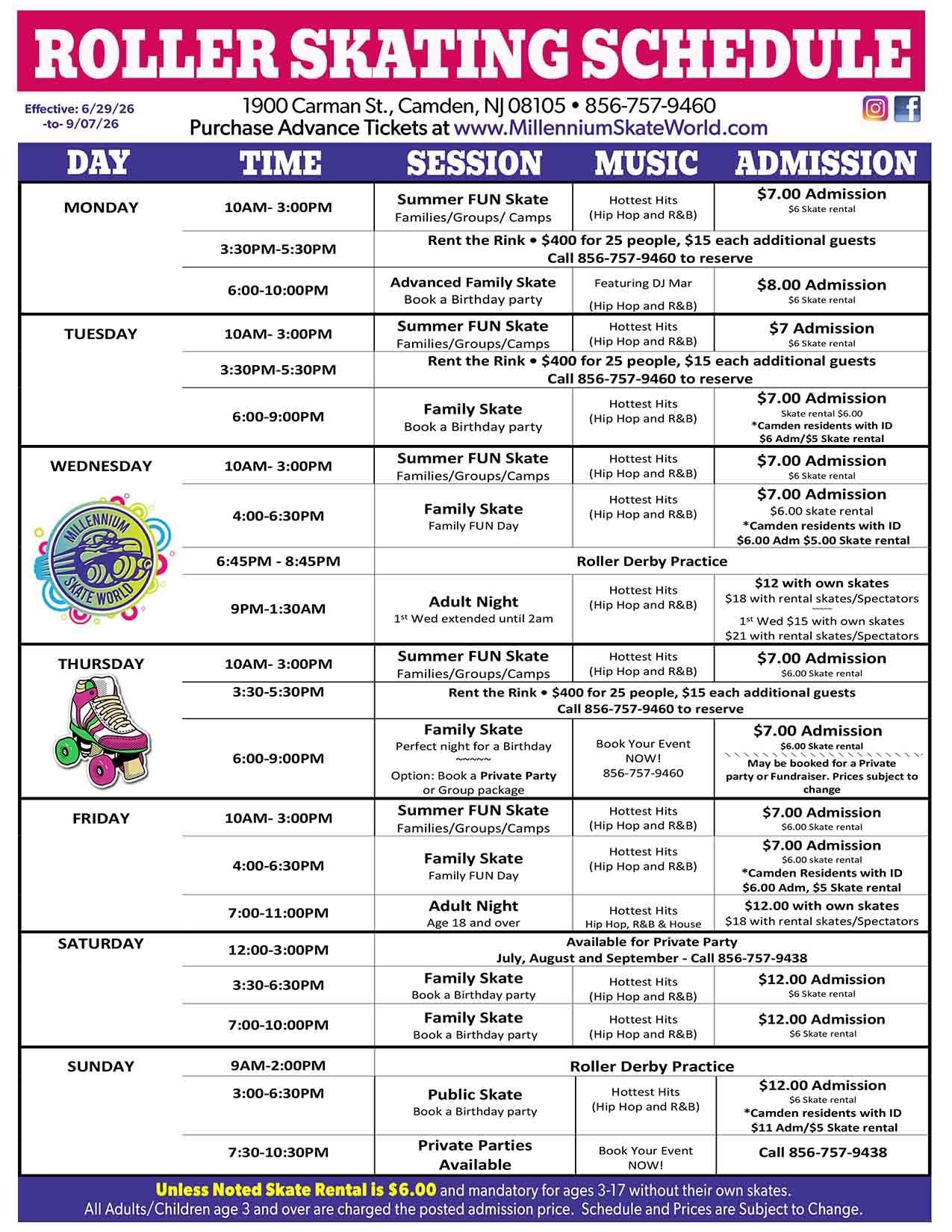 Summer schedule