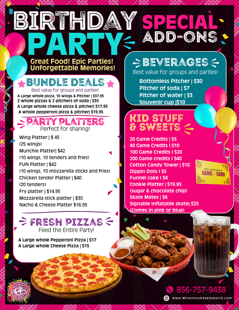 Birthday Cafe Menus for Extra Food and Fun to Birthday Party Packages