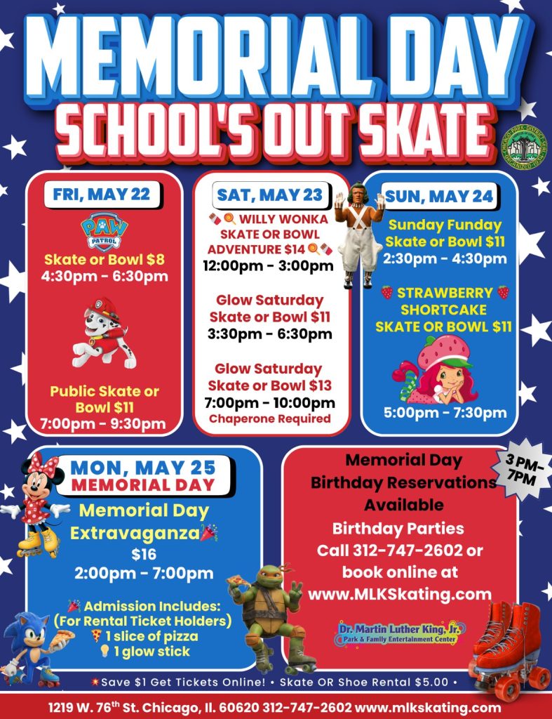 Memorial Day Weekend Roller Skating & Bowling Fun at MLK Skating & Bowling Center in Chicago, IL