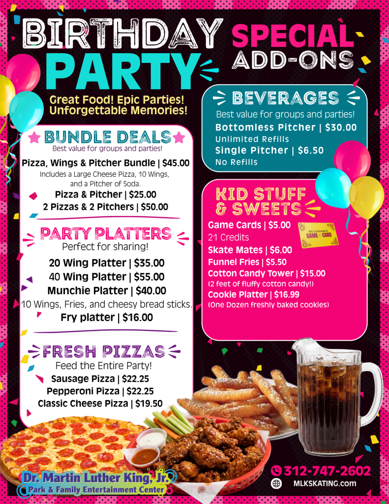 Birthday Cafe Menus for Extra Food and Fun to Birthday Party Packages