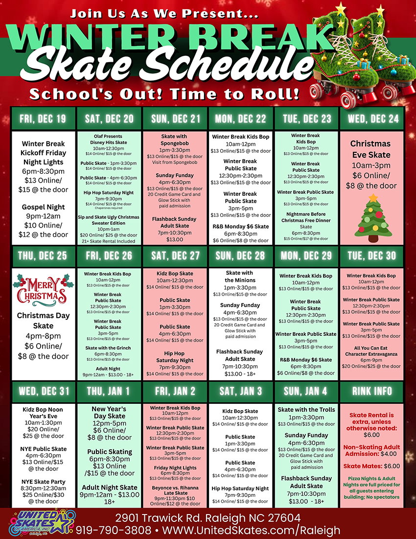 Winter Break 2025 United Skates Raleigh