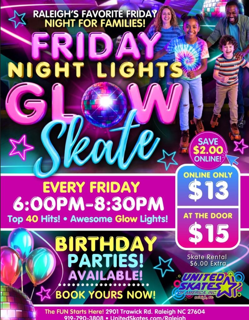 Friday Night Glow Skate at United Skates in Raleigh NC