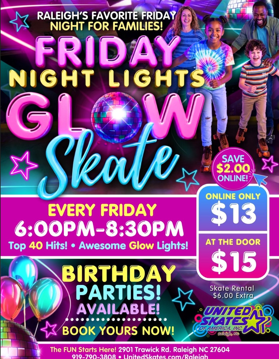 Friday Night Glow Skate at United Skates in Raleigh NC