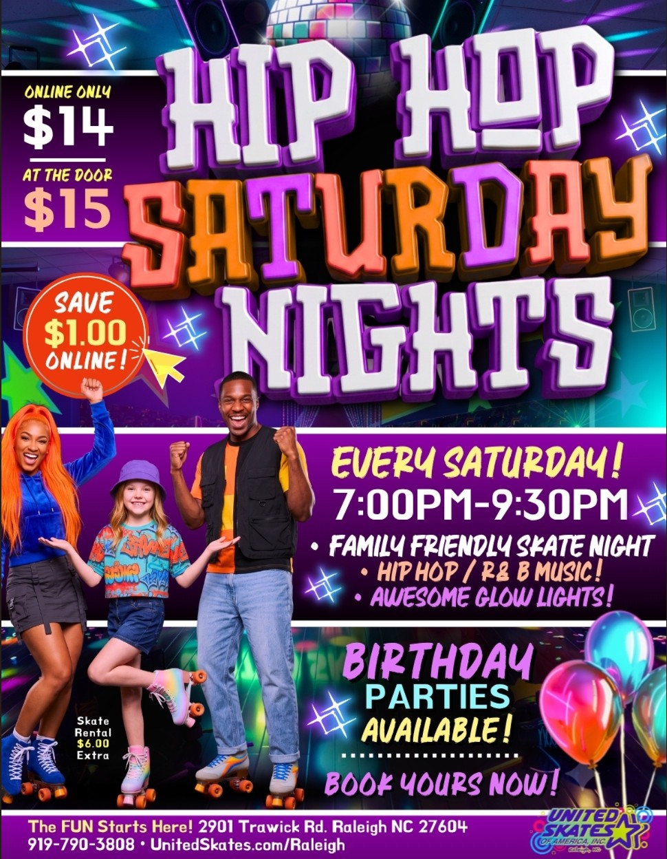 Saturday Hip Hop Skate at United Skates in Raleigh NC