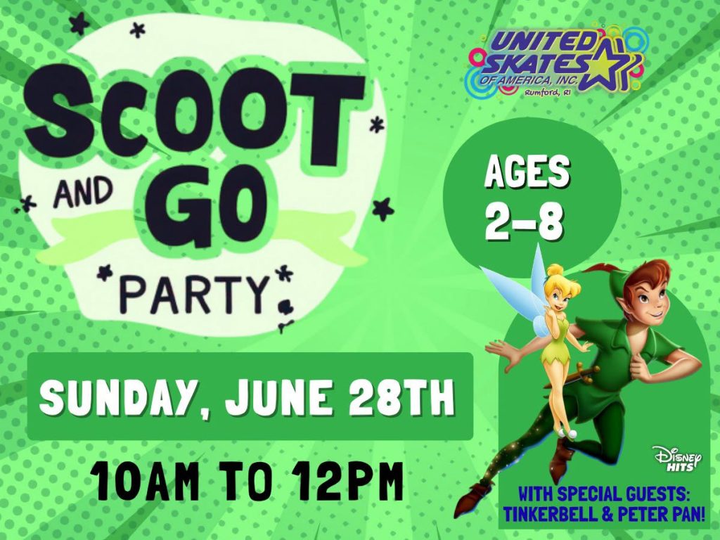 Scoot and Go with Tinkerbell and Peter pan at United Skates RI