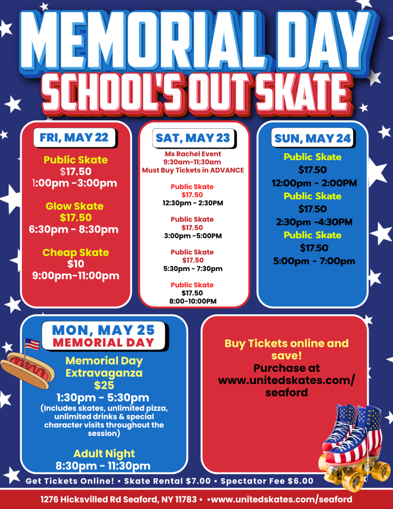 School is out and the fun is ON at United skates in Long Island, NY all weekend long!