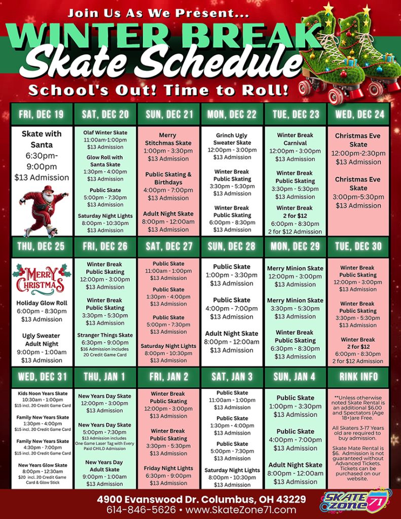 Winter Break 2025 Skate Zone 71