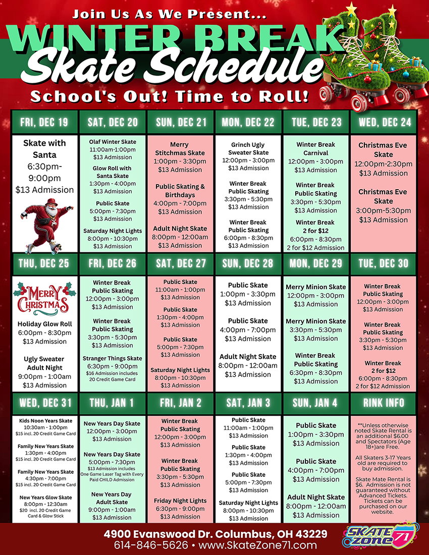 Winter Break 2025 Skate Zone 71