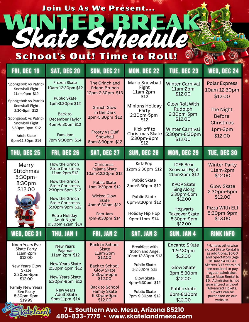 Winter Break 2025 Skateland Mesa