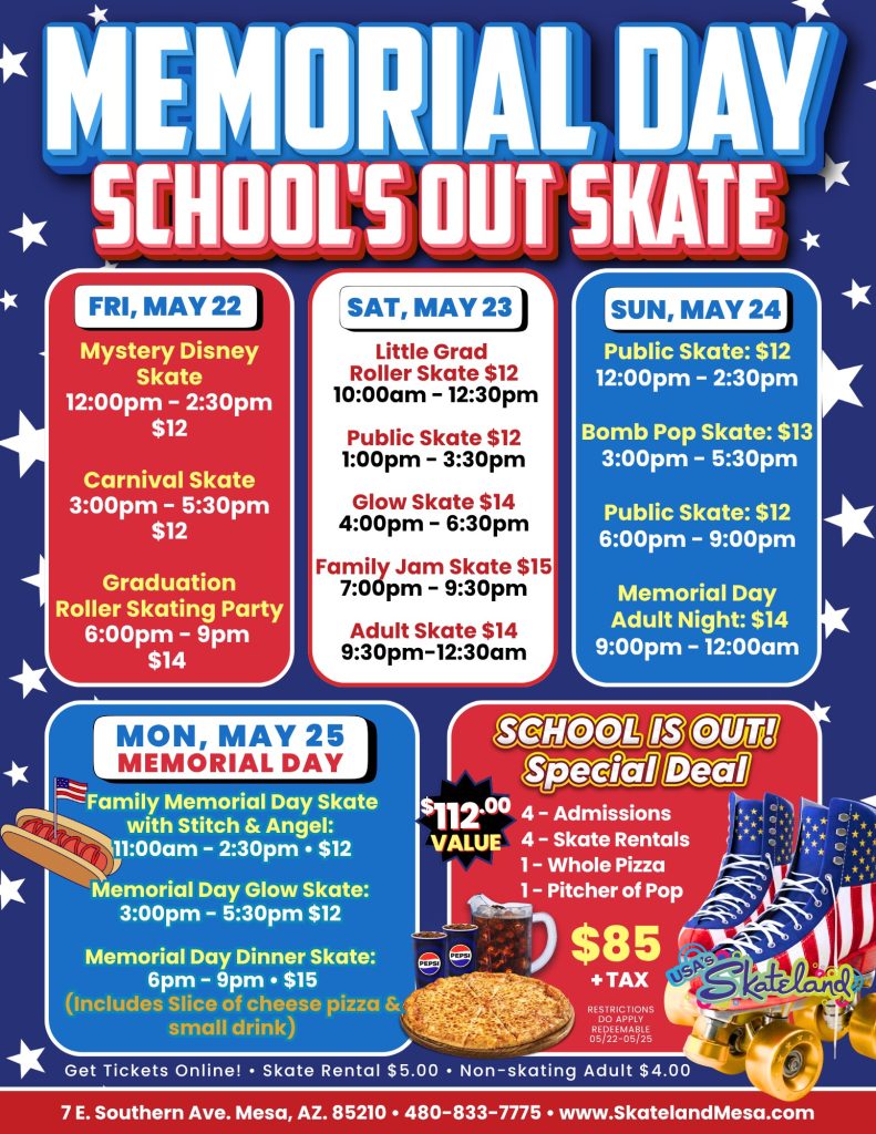 Memorial Day Weekend Roller Skating at Skateland in Mesa, AZ