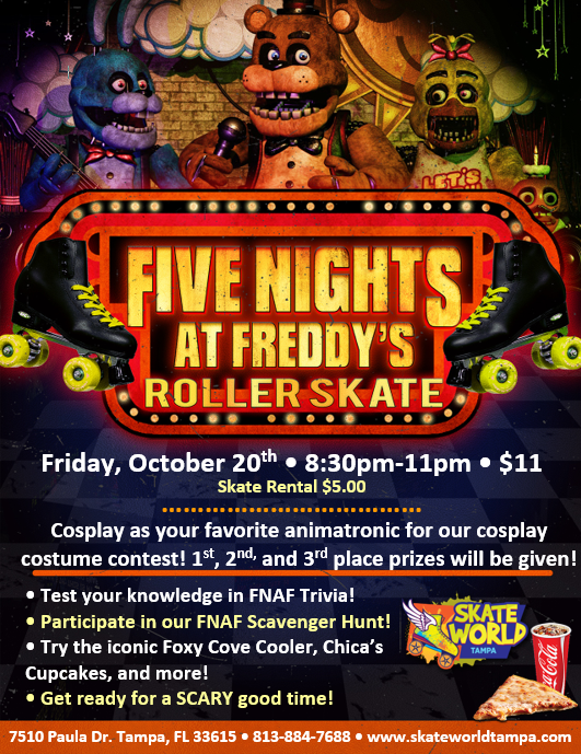 five nights at freddy's skate at skate world tampa