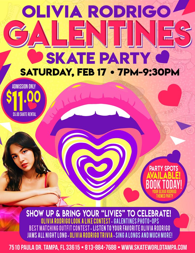 Olivia Rodrigo Galentines Skate Party at Skate World Tampa