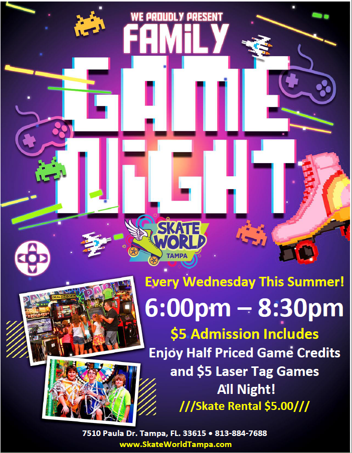 Summer Family Game Night at Skate World Tampa!