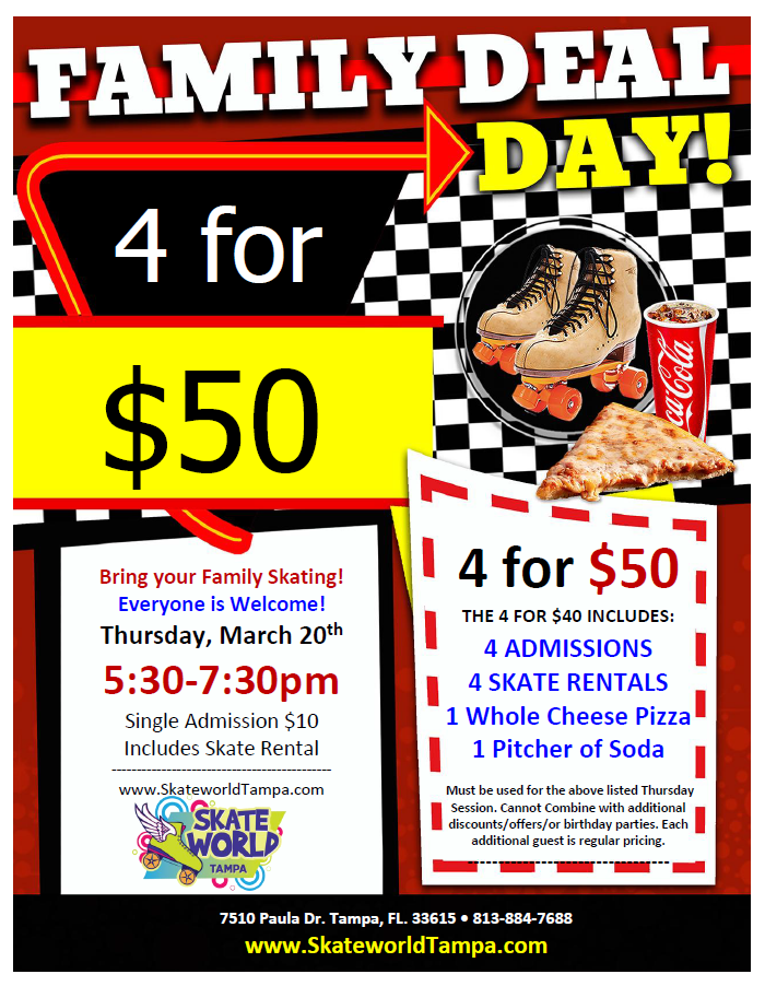Family Deal Day Skate at Skateworld Tampa!
