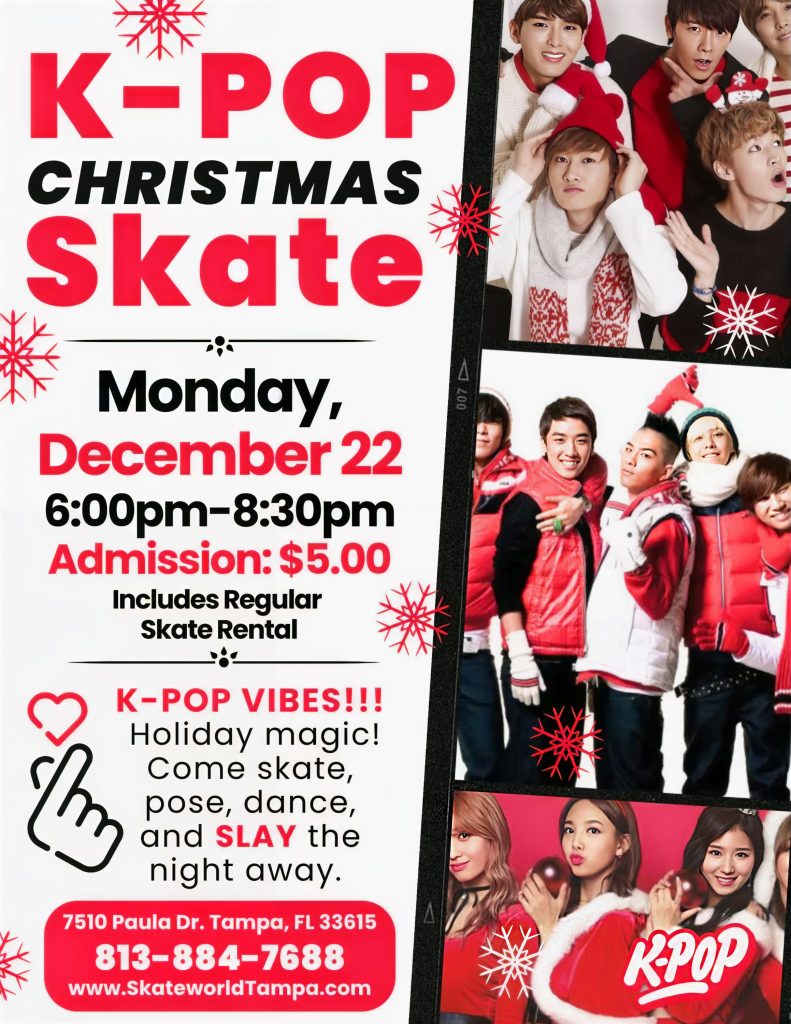 K-Pop Christmas Skate Party Skating at Skateworld Tampa