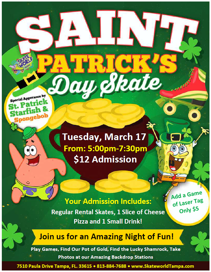 Dinner with Spongebob and Patrick Skate Night
