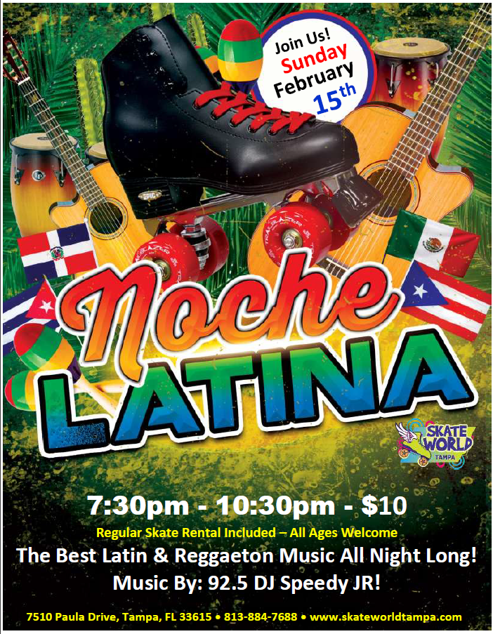 Latin Night Skating at Skateworld Tampa with DJ Speedy JR