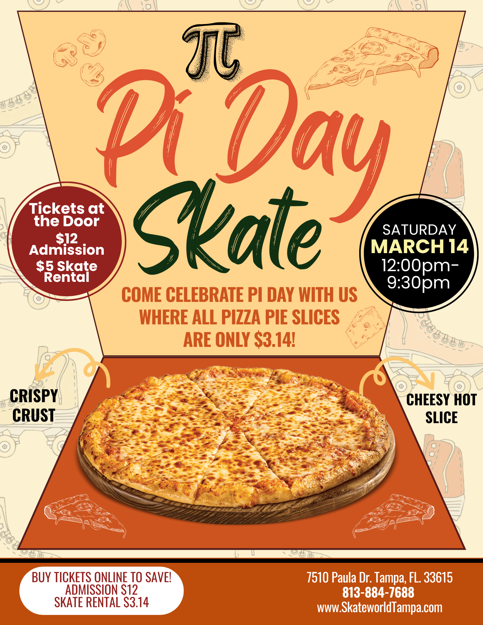 Pi-Day Skating and Laser Tag and Pizza at Skateworld Tampa