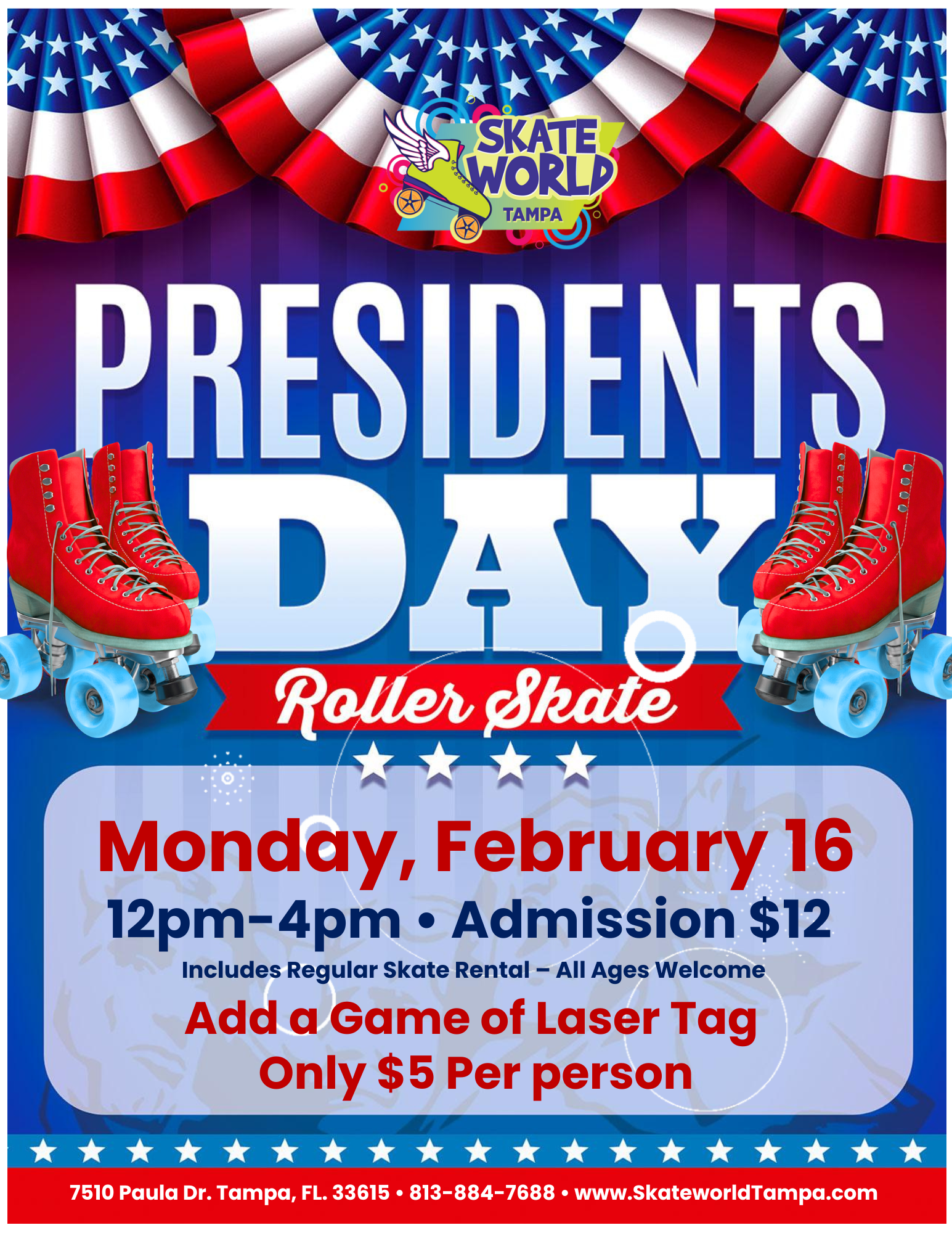 President's Day Skating and Laser Tag at Skateworld Tampa