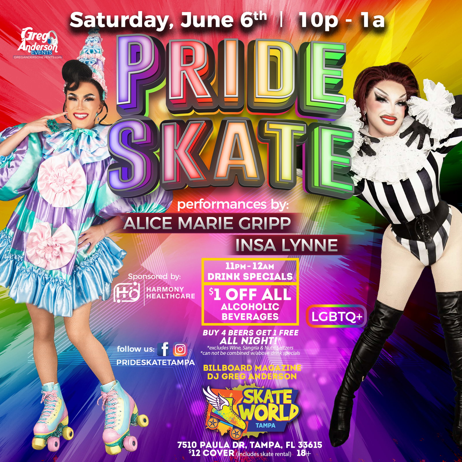 pride skating for pride month at skateworld tampa
