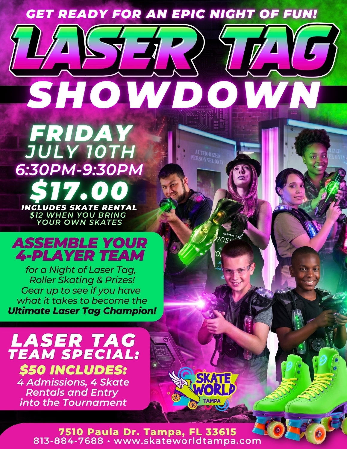 Laser Tag Showdown Tournament and Skating at Skateworld Tampa