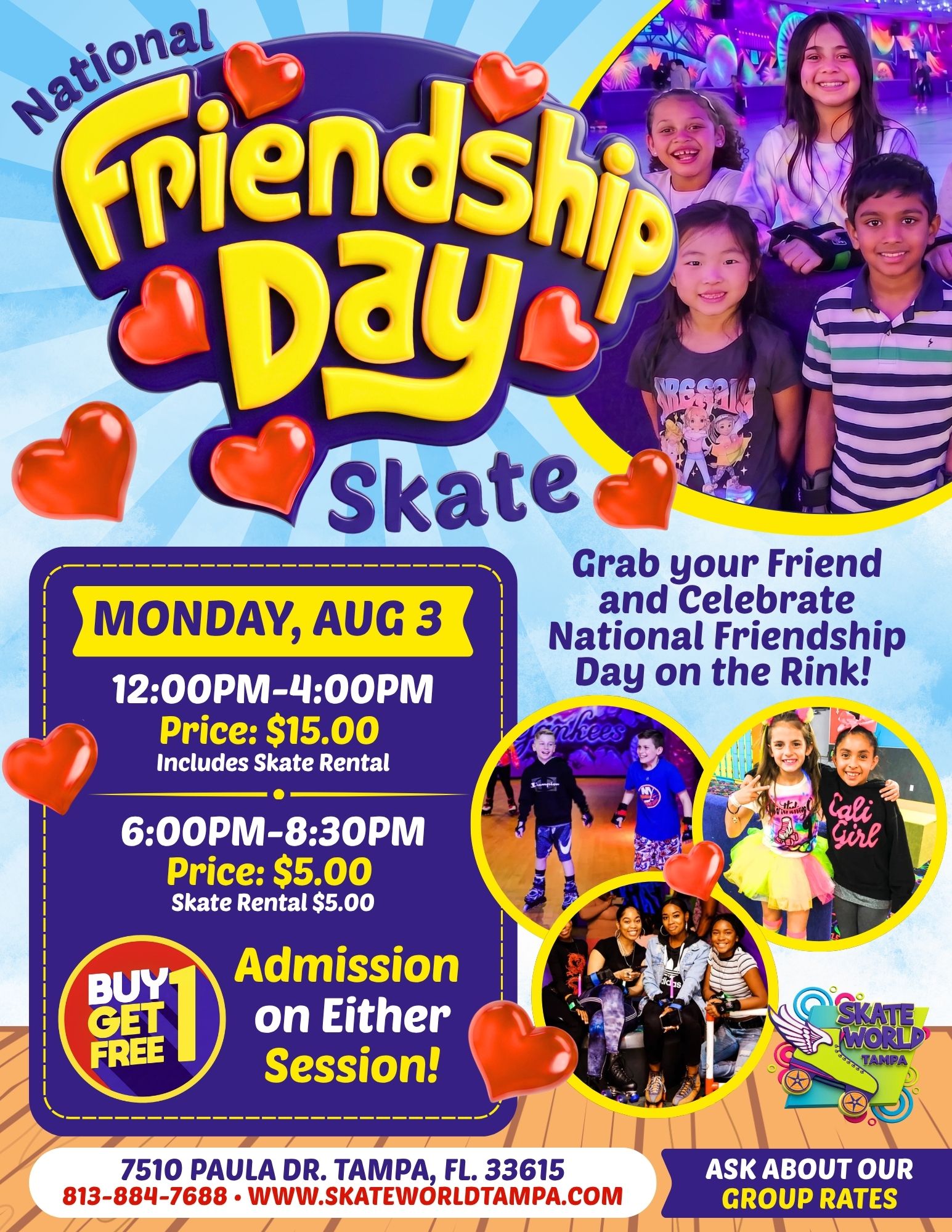 National Friendship Day Skating and Laser Tag at Skateworld Tampa