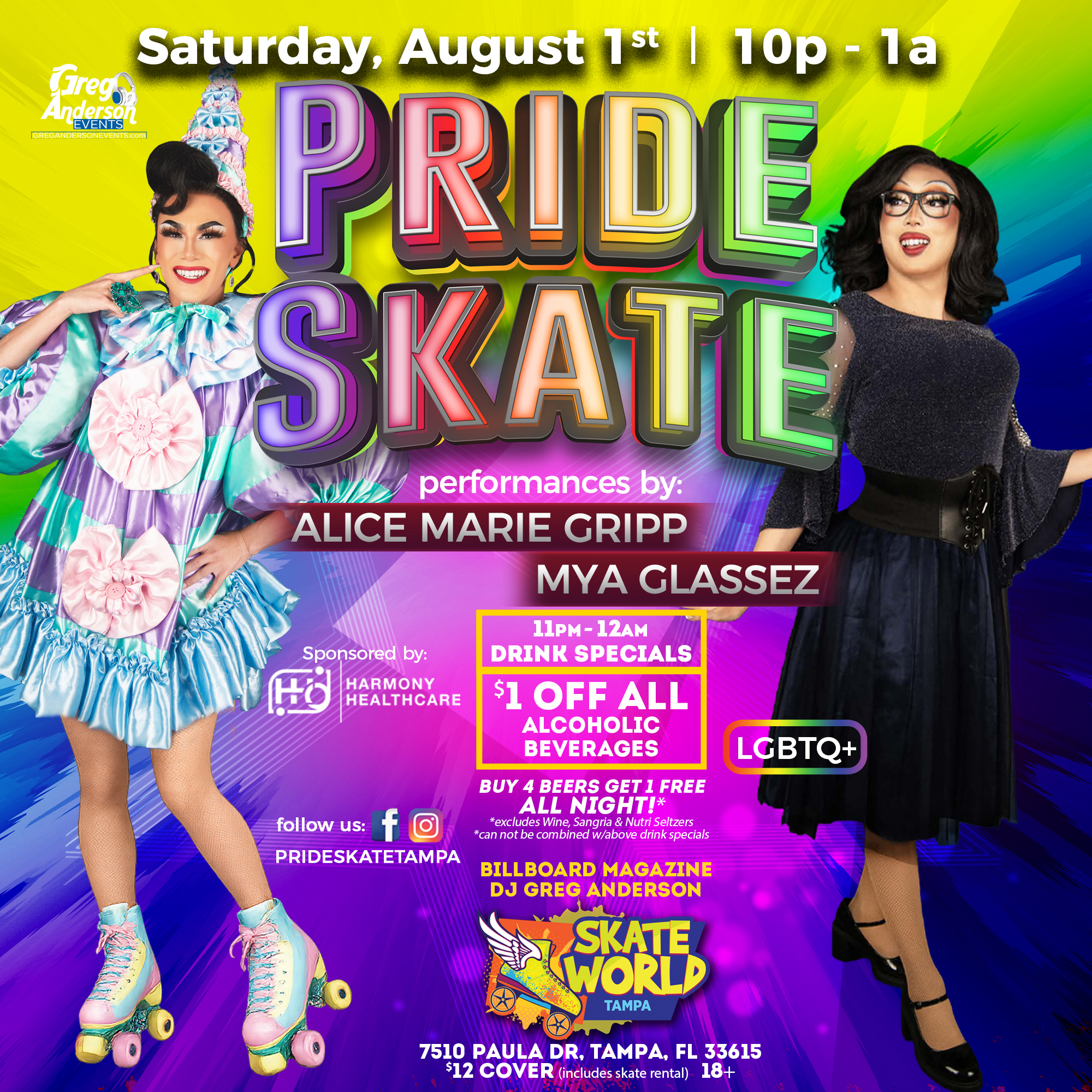 Pride Skate Tampa for Adults 18 and Older