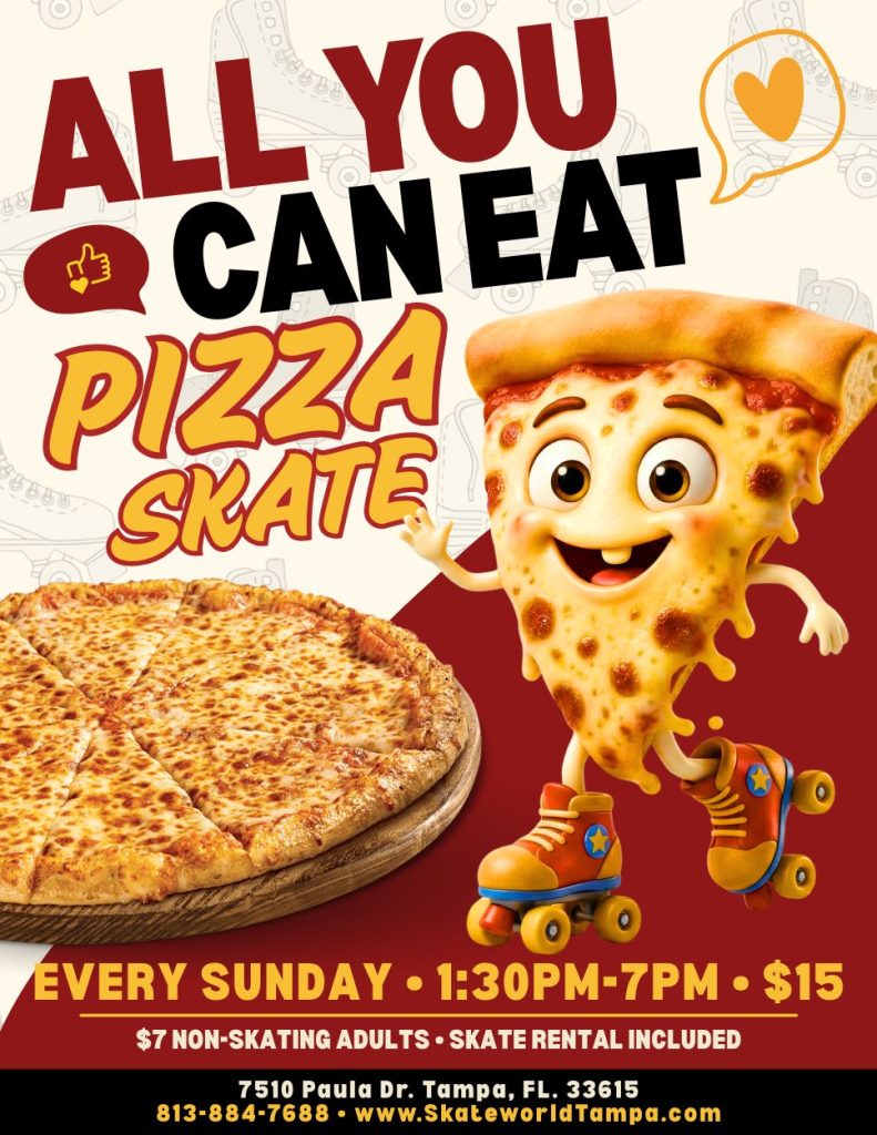 All You Can Eat Cheese Pizza and Skating All Day at Skateworld Tampa