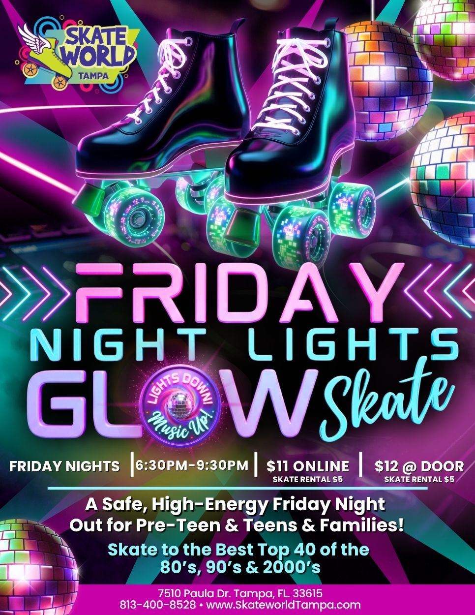 Friday Night Glow Skating and Fundraisers at Skateworld Tampa