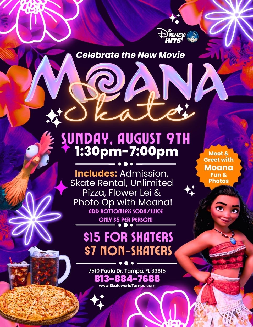 Pizza Party with Moana Skating and Laser Tag at Skateworld Tampa