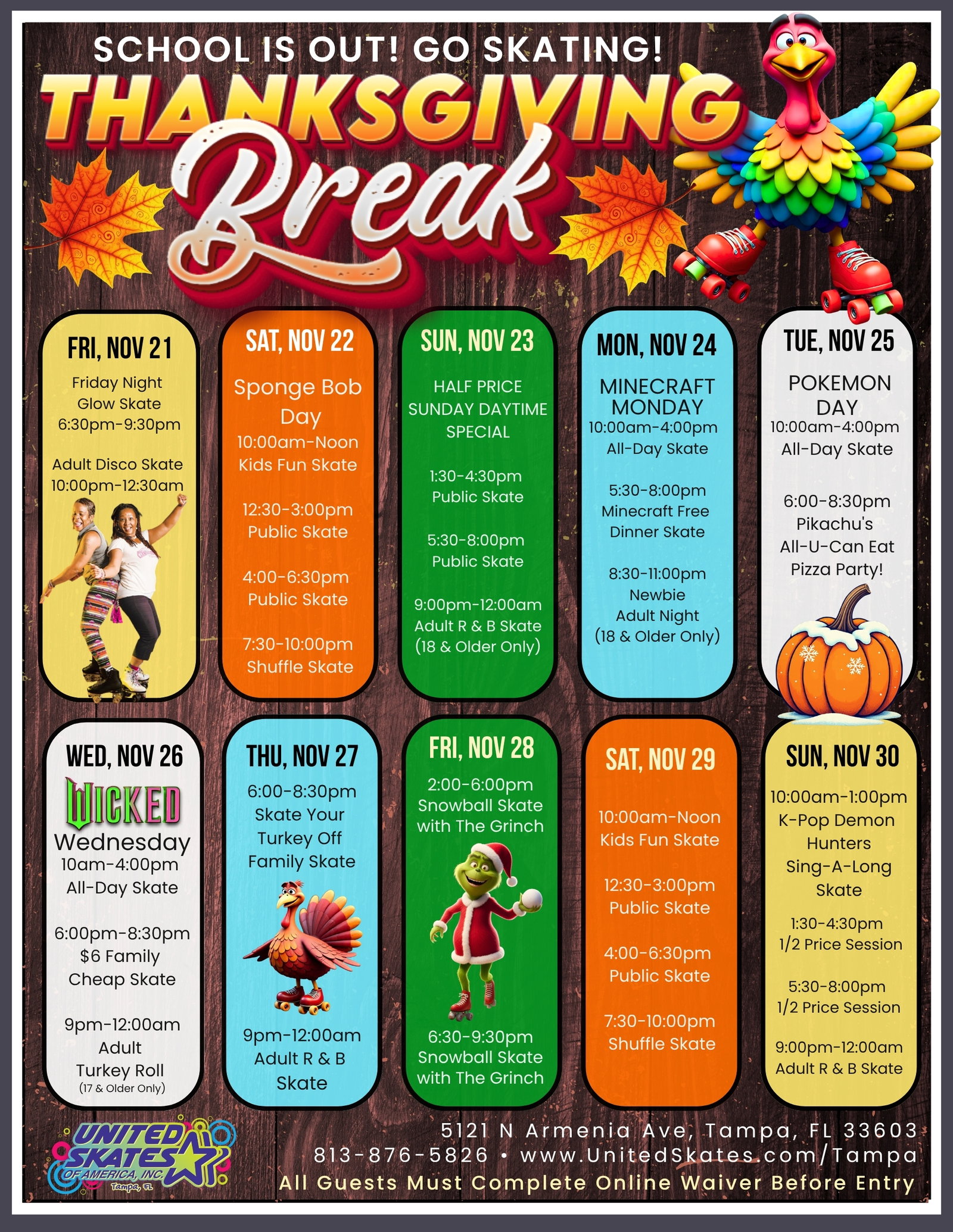 Thanksgiving Break 2025 United Skates Tampa