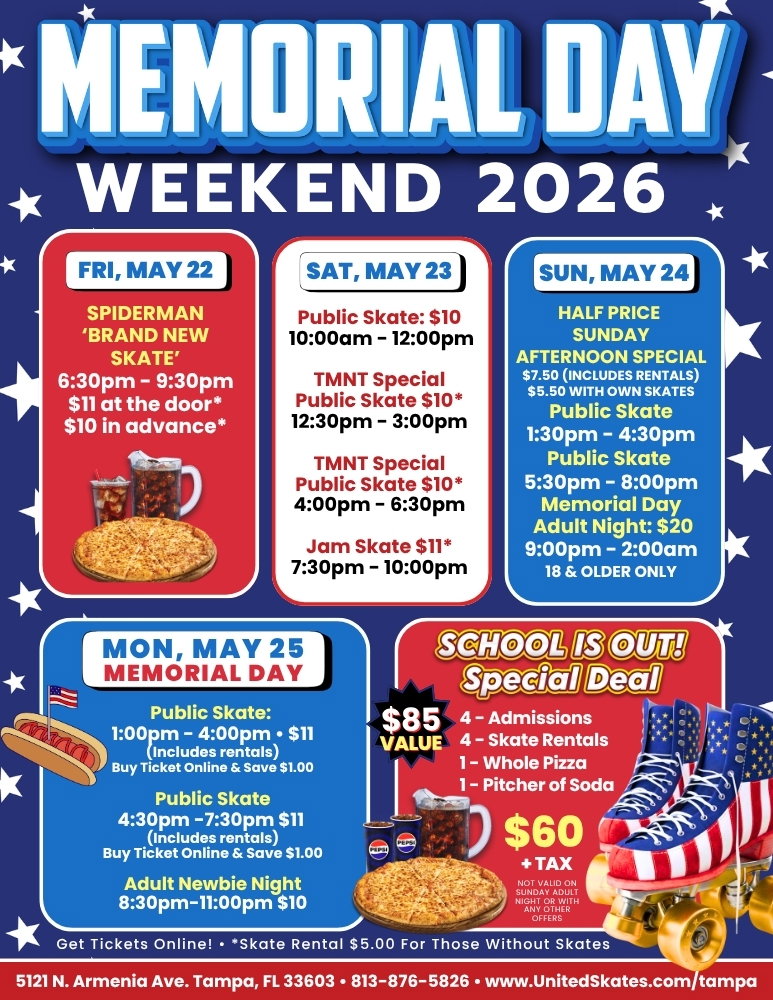 Memorial Day Weekend Roller Skating at United Skates in Tampa, FL