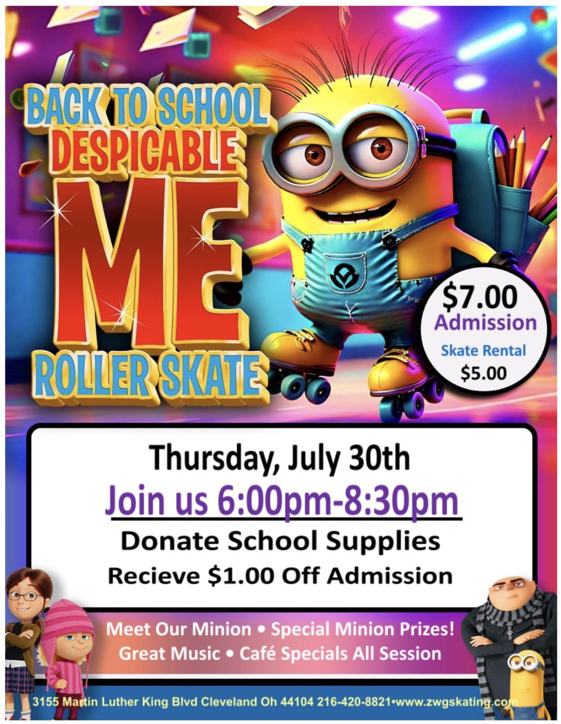 Minion Back To School Roller Skate at ZWG